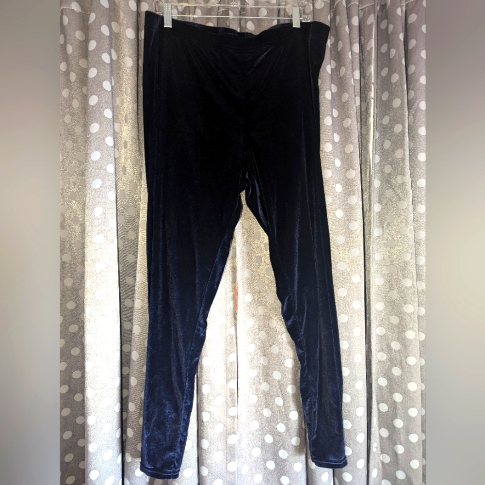 FRENCH LAUNDRY Blue Velour Skinny PullOn Leggings 2x